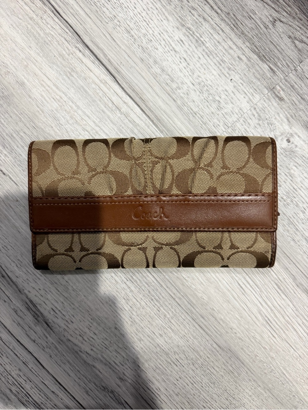 Coach Signature Canvas Trifold Wallet - Brown/Tan